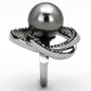 MATK1371 - High polished (no plating) Stainless Steel Ring with Synthetic Pearl in Gray