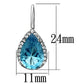 MATK1373 - High polished (no plating) Stainless Steel Earrings with Synthetic Synthetic Glass in Sea Blue