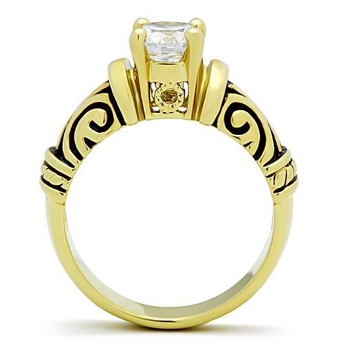 MATK1377 - IP Gold(Ion Plating) Stainless Steel Ring with AAA Grade CZ  in Clear