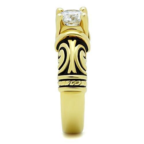 MATK1377 - IP Gold(Ion Plating) Stainless Steel Ring with AAA Grade CZ  in Clear