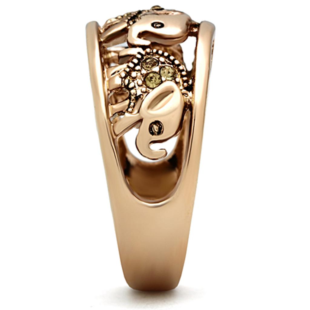 MATK1380 - IP Rose Gold(Ion Plating) Stainless Steel Ring with Top Grade Crystal  in Citrine Yellow