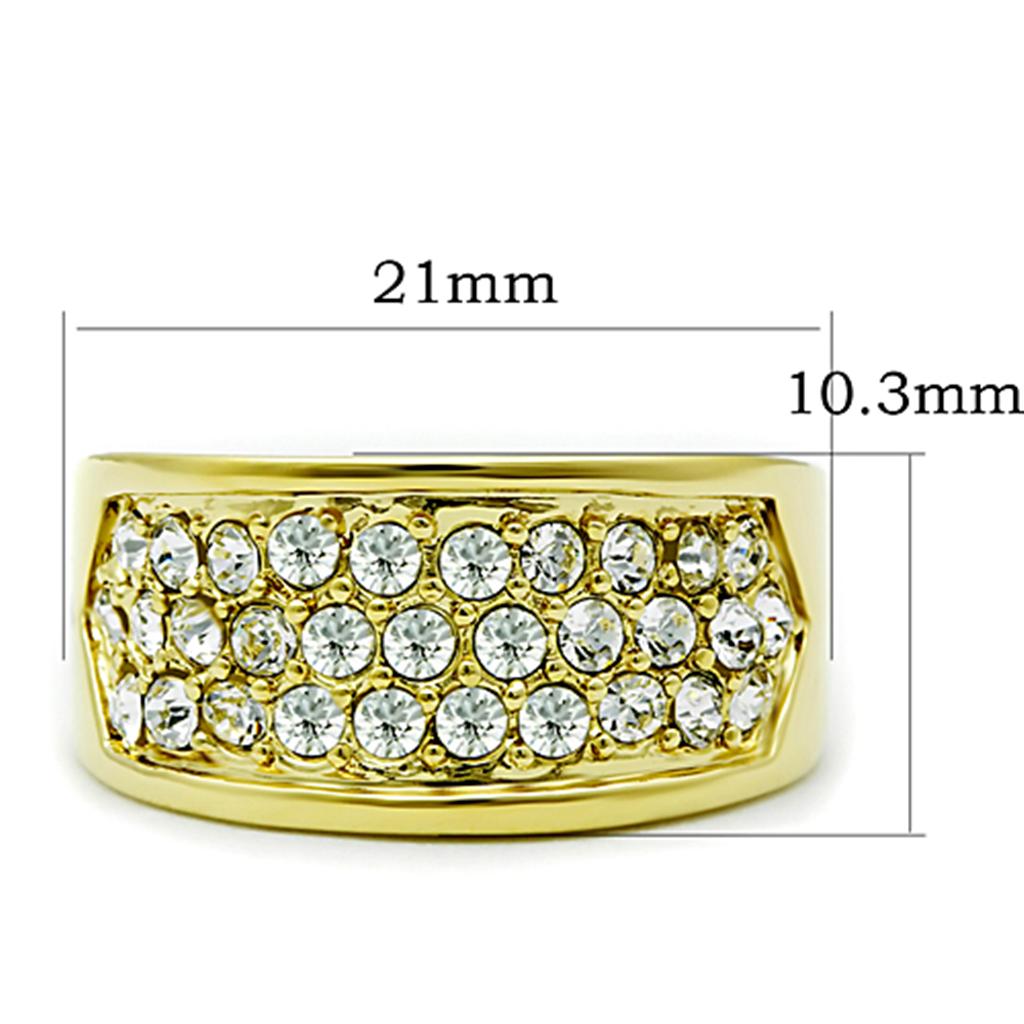 MATK1385 - IP Gold(Ion Plating) Stainless Steel Ring with Top Grade Crystal  in Clear
