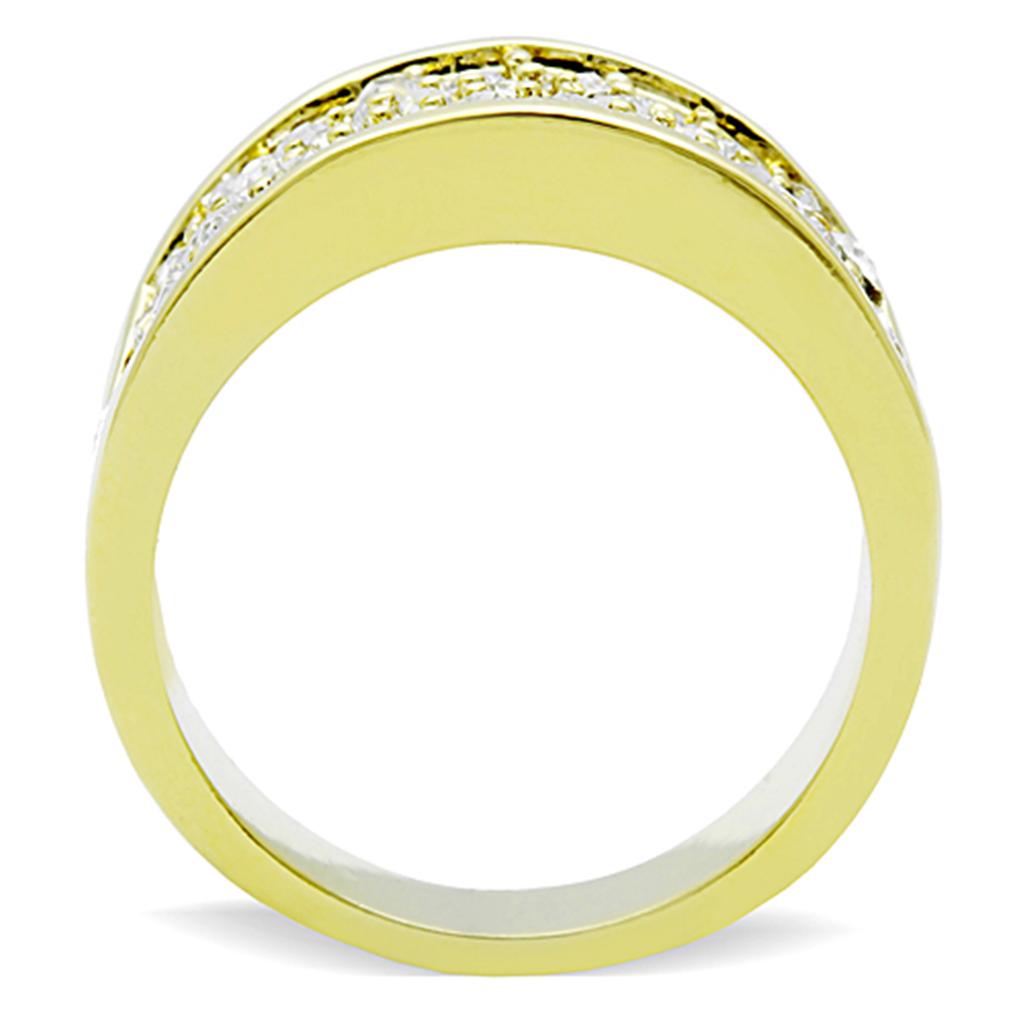 MATK1385 - IP Gold(Ion Plating) Stainless Steel Ring with Top Grade Crystal  in Clear