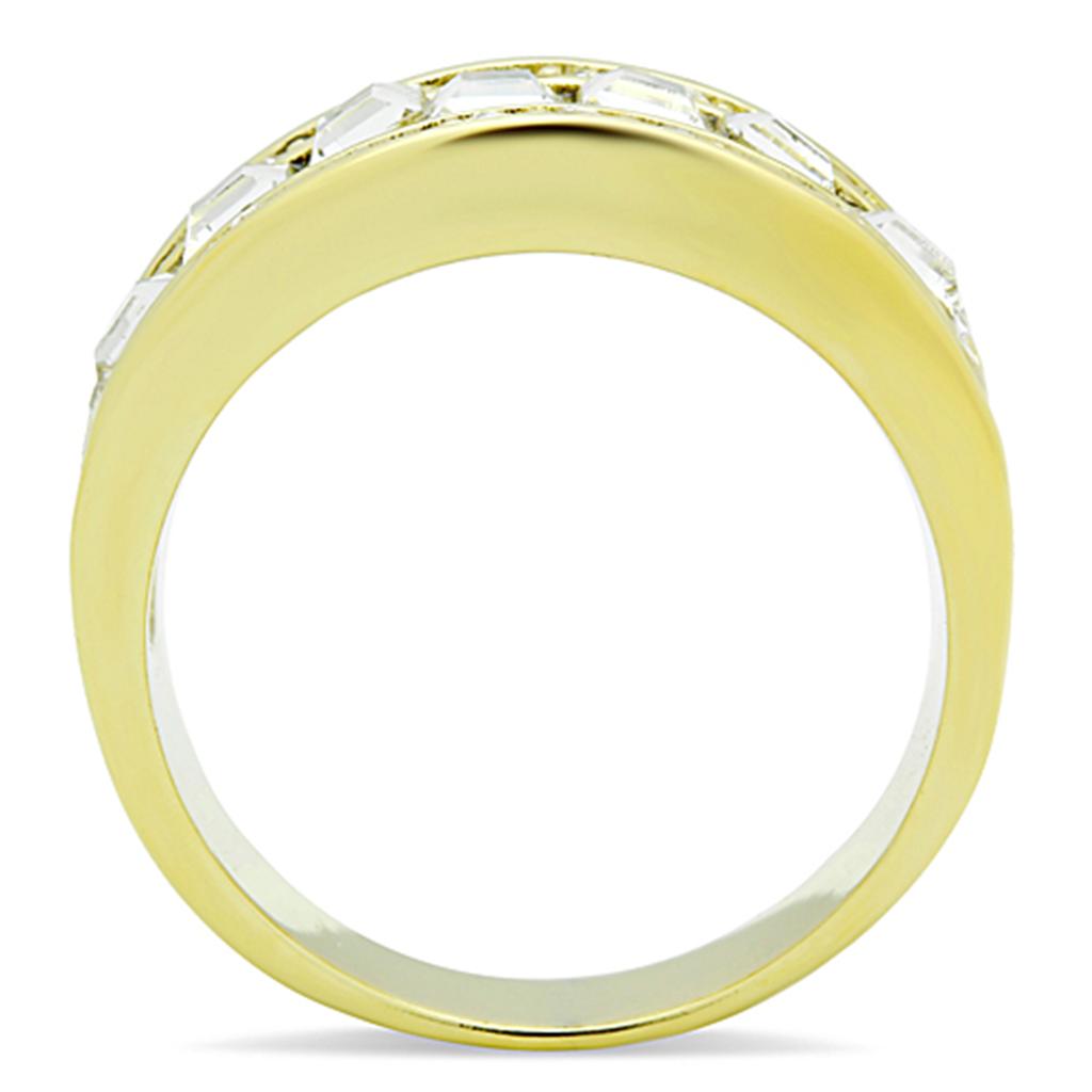 MATK1386 - IP Gold(Ion Plating) Stainless Steel Ring with Top Grade Crystal  in Clear