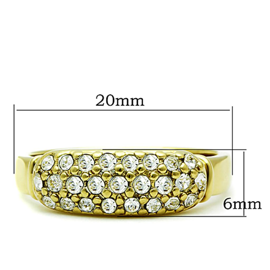 MATK1389 - IP Gold(Ion Plating) Stainless Steel Ring with Top Grade Crystal  in Clear