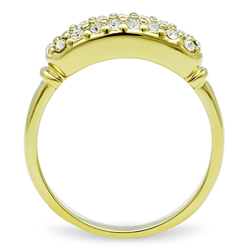 MATK1389 - IP Gold(Ion Plating) Stainless Steel Ring with Top Grade Crystal  in Clear