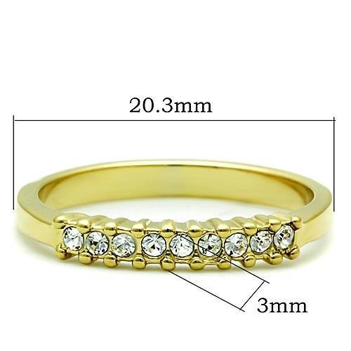MATK1390 - IP Gold(Ion Plating) Stainless Steel Ring with Top Grade Crystal  in Clear