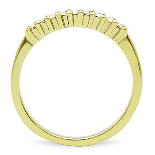 MATK1390 - IP Gold(Ion Plating) Stainless Steel Ring with Top Grade Crystal  in Clear