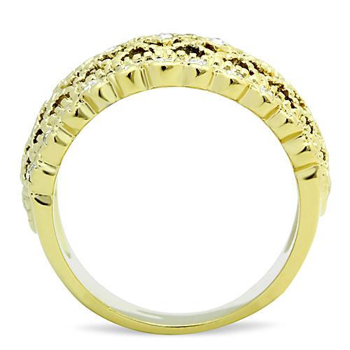 MATK1393 - IP Gold(Ion Plating) Stainless Steel Ring with Top Grade Crystal  in Clear