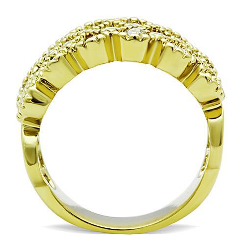 MATK1394 - IP Gold(Ion Plating) Stainless Steel Ring with Top Grade Crystal  in Clear