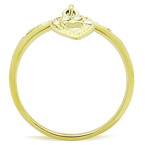 MATK1395 - IP Gold(Ion Plating) Stainless Steel Ring with Top Grade Crystal  in Clear