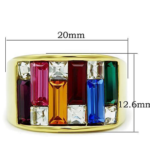 MATK1397 - IP Gold(Ion Plating) Stainless Steel Ring with Top Grade Crystal  in Multi Color