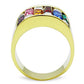 MATK1397 - IP Gold(Ion Plating) Stainless Steel Ring with Top Grade Crystal  in Multi Color