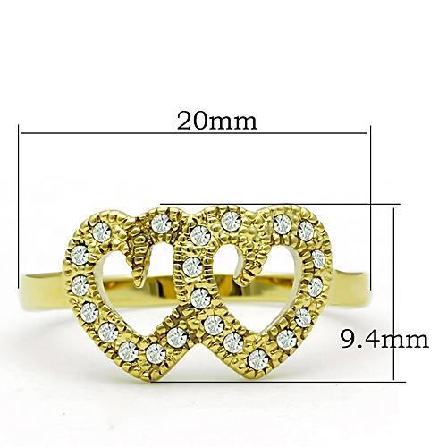 MATK1398 - IP Gold(Ion Plating) Stainless Steel Ring with Top Grade Crystal  in Clear