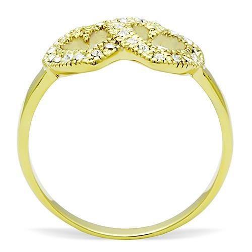 MATK1398 - IP Gold(Ion Plating) Stainless Steel Ring with Top Grade Crystal  in Clear