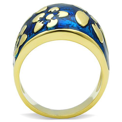 MATK1399 - IP Gold(Ion Plating) Stainless Steel Ring with Epoxy  in Capri Blue