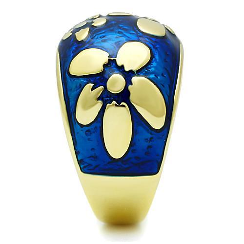 MATK1399 - IP Gold(Ion Plating) Stainless Steel Ring with Epoxy  in Capri Blue