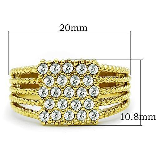 MATK1400 - IP Gold(Ion Plating) Stainless Steel Ring with Top Grade Crystal  in Clear