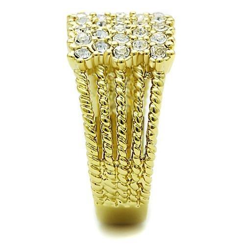MATK1400 - IP Gold(Ion Plating) Stainless Steel Ring with Top Grade Crystal  in Clear