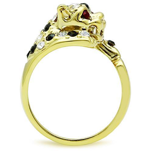 MATK1401 - IP Gold(Ion Plating) Stainless Steel Ring with Top Grade Crystal  in Multi Color