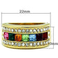 MATK1402 - IP Gold(Ion Plating) Stainless Steel Ring with Top Grade Crystal  in Multi Color