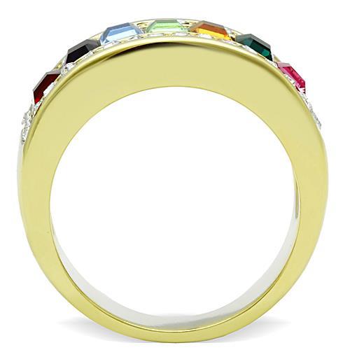 MATK1402 - IP Gold(Ion Plating) Stainless Steel Ring with Top Grade Crystal  in Multi Color