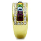 MATK1402 - IP Gold(Ion Plating) Stainless Steel Ring with Top Grade Crystal  in Multi Color