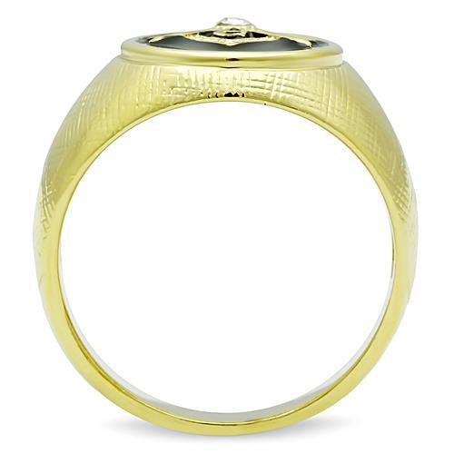 MATK1403 - IP Gold(Ion Plating) Stainless Steel Ring with Top Grade Crystal  in Clear