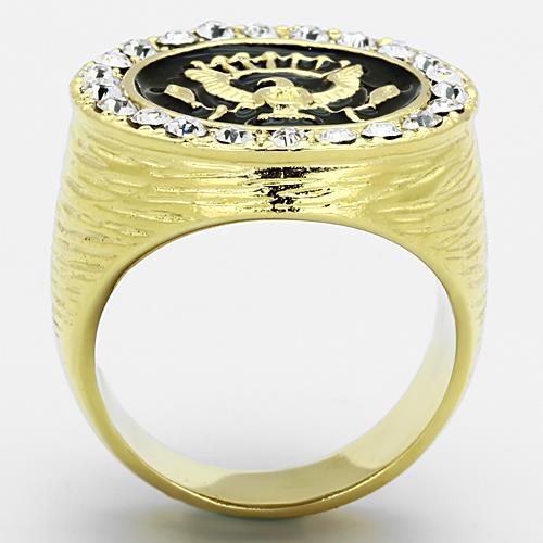 MATK1404 IP Gold(Ion Plating) Stainless Steel Ring with Top Grade Crystal in Clear