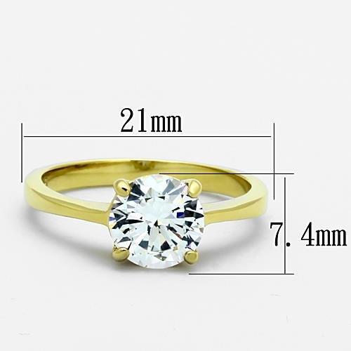 MATK1405 - IP Gold(Ion Plating) Stainless Steel Ring with AAA Grade CZ  in Clear