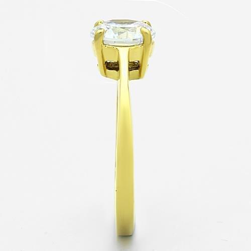 MATK1405 - IP Gold(Ion Plating) Stainless Steel Ring with AAA Grade CZ  in Clear