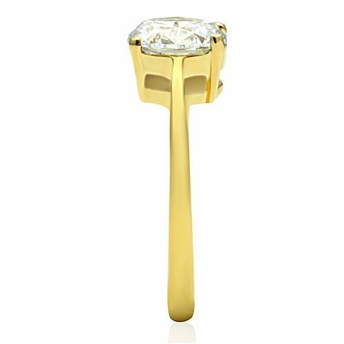 MATK1405 - IP Gold(Ion Plating) Stainless Steel Ring with AAA Grade CZ  in Clear