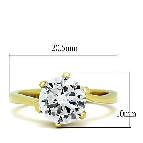 MATK1406 - IP Gold(Ion Plating) Stainless Steel Ring with AAA Grade CZ  in Clear