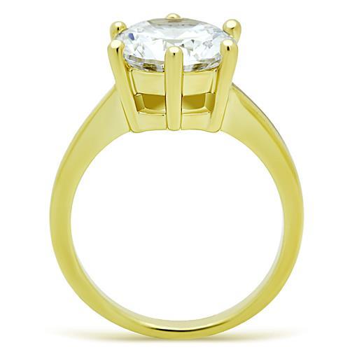 MATK1407 - IP Gold(Ion Plating) Stainless Steel Ring with AAA Grade CZ  in Clear