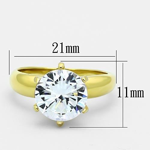 MATK1408 - IP Gold(Ion Plating) Stainless Steel Ring with AAA Grade CZ  in Clear