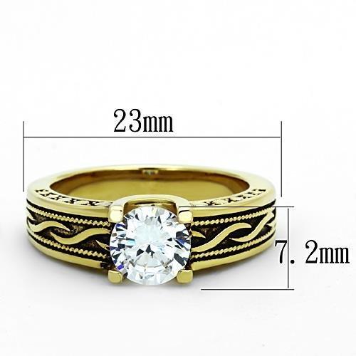 MATK1410 - IP Gold(Ion Plating) Stainless Steel Ring with AAA Grade CZ  in Clear