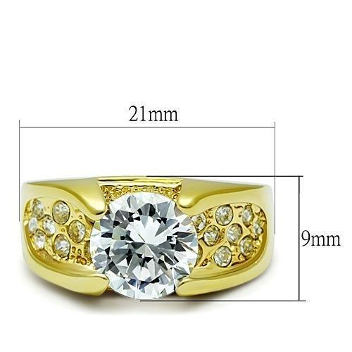MATK1411 - IP Gold(Ion Plating) Stainless Steel Ring with AAA Grade CZ  in Clear
