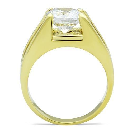 MATK1411 - IP Gold(Ion Plating) Stainless Steel Ring with AAA Grade CZ  in Clear