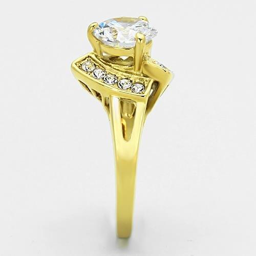 MATK1412 - IP Gold(Ion Plating) Stainless Steel Ring with AAA Grade CZ  in Clear