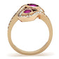 MATK1413 - IP Rose Gold(Ion Plating) Stainless Steel Ring with Top Grade Crystal  in Fuchsia
