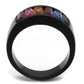 MATK1415J - IP Black(Ion Plating) Stainless Steel Ring with Top Grade Crystal  in Multi Color
