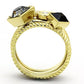 MATK1417 - IP Gold(Ion Plating) Stainless Steel Ring with Top Grade Crystal  in Jet