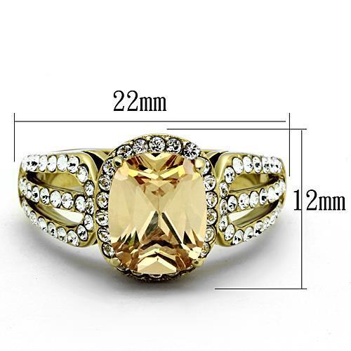 MATK1418 - IP Gold(Ion Plating) Stainless Steel Ring with AAA Grade CZ  in Champagne