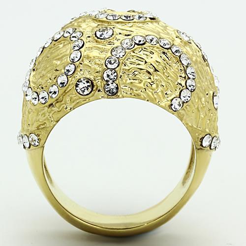 MATK1419 - IP Gold(Ion Plating) Stainless Steel Ring with Top Grade Crystal  in Clear