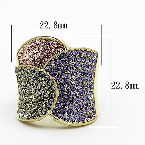 MATK1420 - IP Gold(Ion Plating) Stainless Steel Ring with Top Grade Crystal  in Multi Color