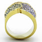 MATK1420 - IP Gold(Ion Plating) Stainless Steel Ring with Top Grade Crystal  in Multi Color