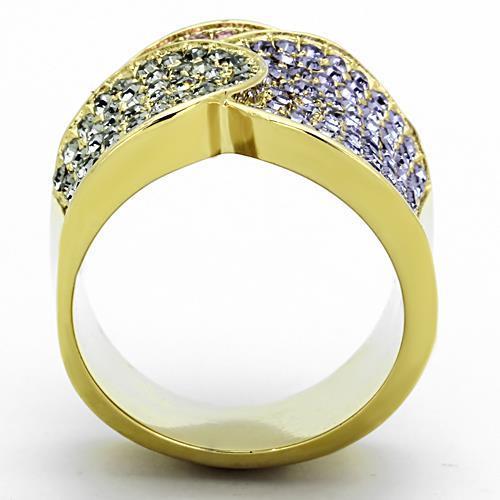 MATK1420 - IP Gold(Ion Plating) Stainless Steel Ring with Top Grade Crystal  in Multi Color