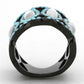 MATK1421 - IP Black(Ion Plating) Stainless Steel Ring with Precious Stone Conch in White