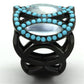 MATK1421 - IP Black(Ion Plating) Stainless Steel Ring with Precious Stone Conch in White