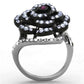 MATK1422 - Two-Tone IP Black Stainless Steel Ring with Top Grade Crystal  in Amethyst